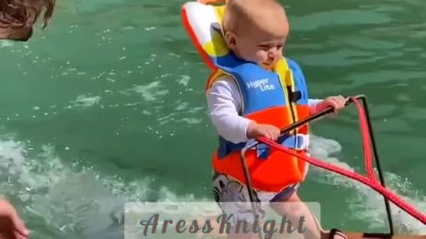 6 month old baby waterskis