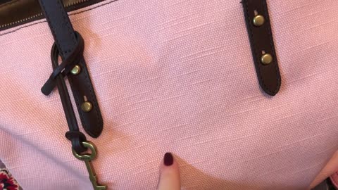 Quick review & what's in my bag. Fossil Jenna Tote Purse. Powder Pink