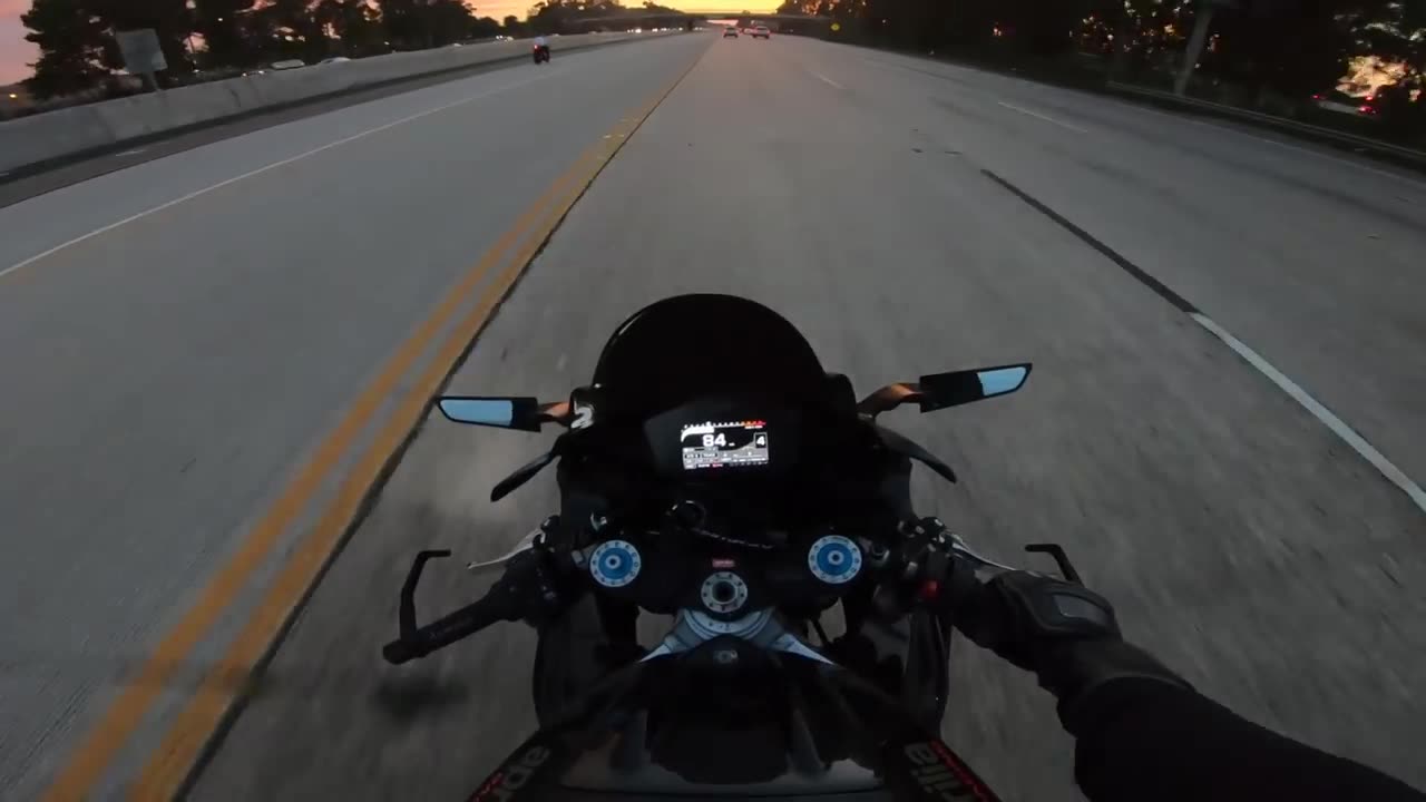 Motorcycle riding on city streets