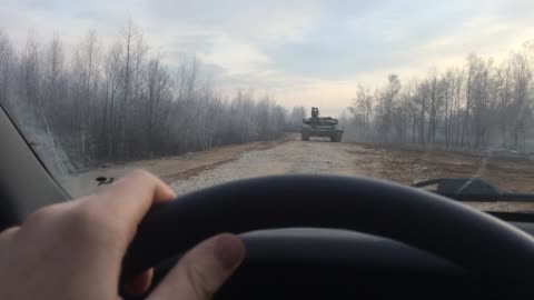 Playing chicken with a tank in Russia!