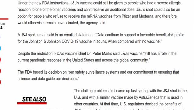J&J says blood clot is not a common Sideeffect