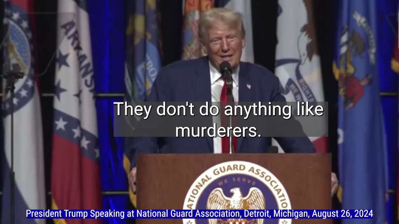 President Trump Speaks to national Guard Association in Detroit, Aug 26, 2024