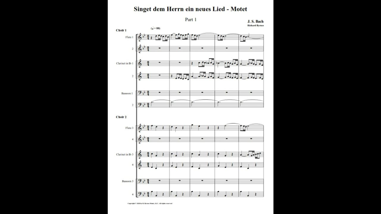 J.S. Bach – Motet: “Singet dem Herrn ein neues Lied”, Part 1 (Double Woodwind Choir)