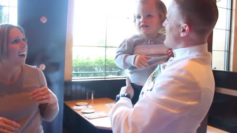 Wife SHOCKED by Surprise return of Navy Husband