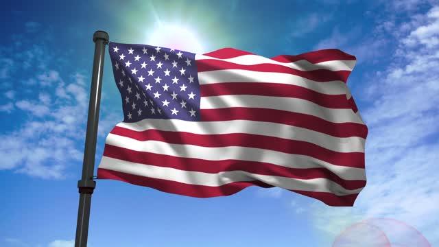 3D amination loop of USA flag