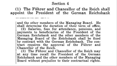 German Reichsbank Law of June 15th 1939 - Germans take control of their own central bank