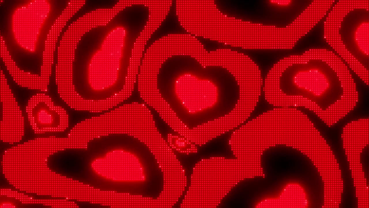 1123. Warped Black and Red Y2k Neon LED Lights Heart