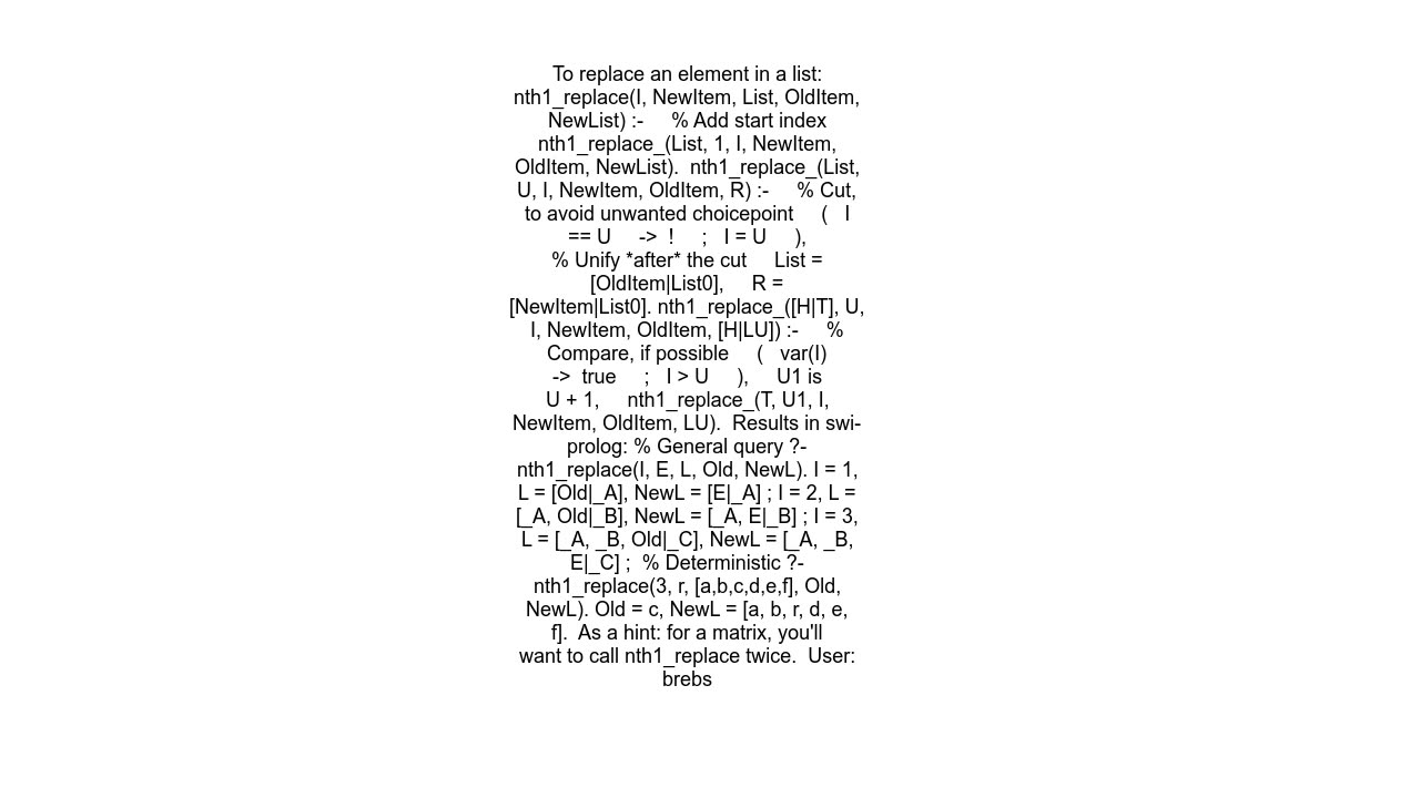 How to replace a given coordinate in a matrix with a given letter in prolog