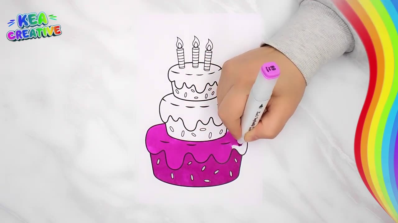 Cakes Happy Birthday - How To Coloring - @KeaCreative2 - FREE images HD Download👇