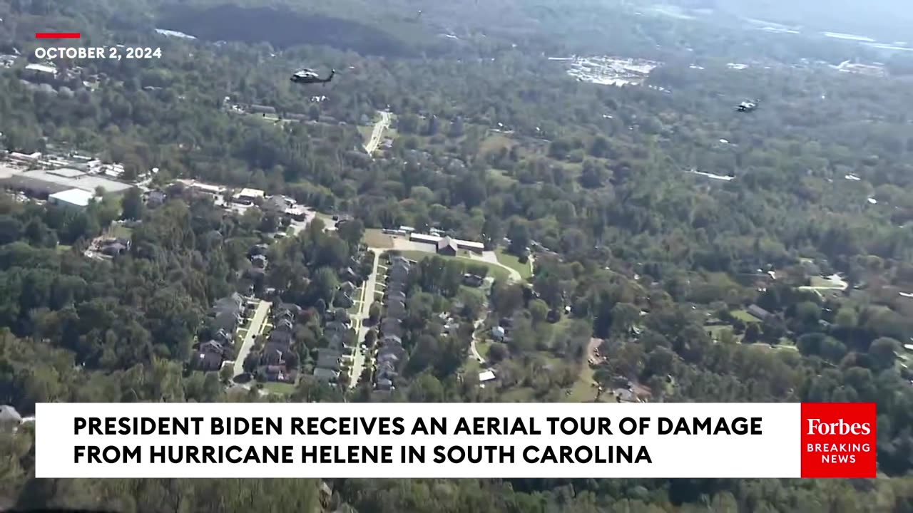 BREAKING- President Biden Receives An Aerial Tour Of Damage From Hurricane Helene In South Carolina