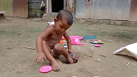 My baby playing game with ground