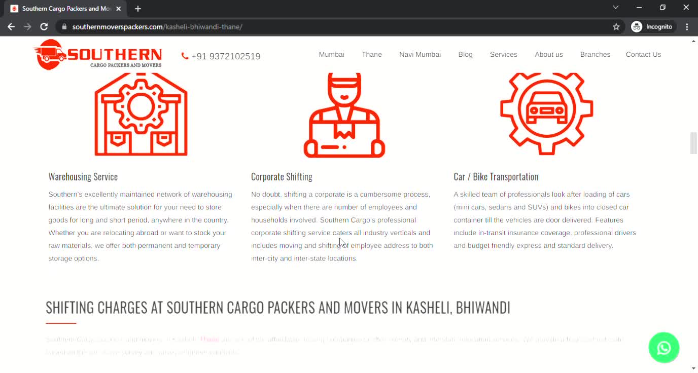 Southern Cargo Packers and Movers in Khaseli , Thane