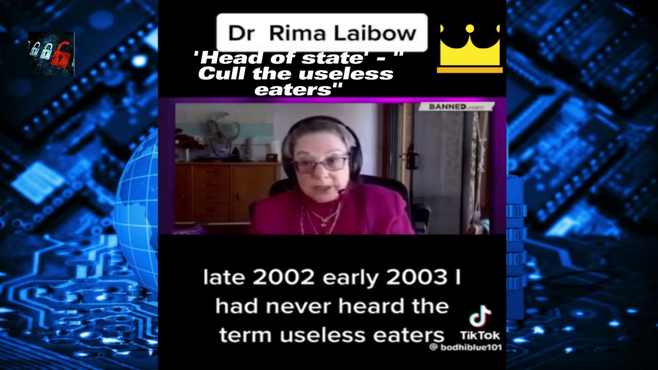 Dr Rima Laibow - 'Head of state' - "Time to cull the 'useless eaters'".