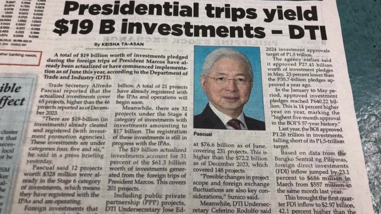 Presidential trips yield $19 B investments - DTI By KEISHA TA-ASAN