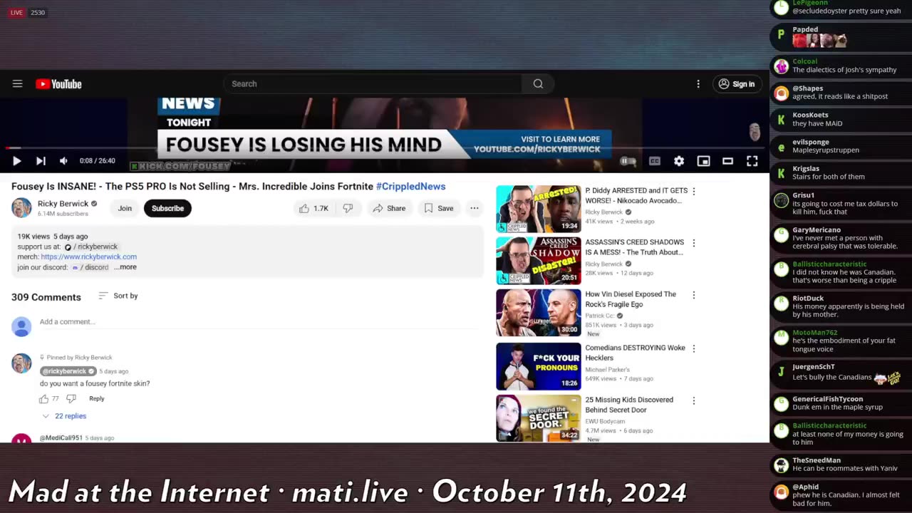 Ricky Berwick claims abuse - Mad at the Internet (October 11, 2024)