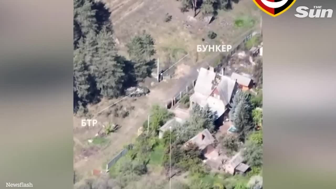 Russian soldiers run for their lives as base is repeatedly bombed by Ukrainian forces