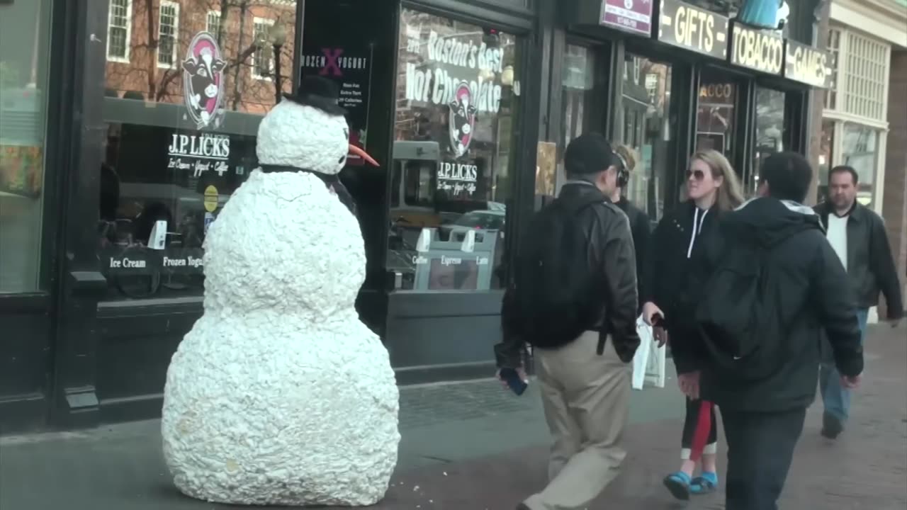 Scary Snowman SAVAGE Prank Invades Boston - Prank Moments