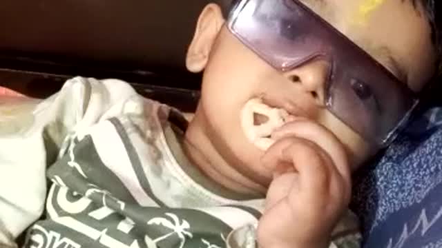 Kid eating in style