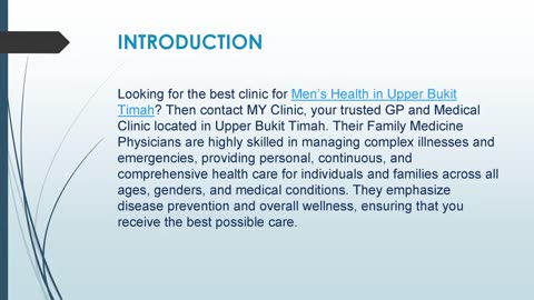 Best clinic for Men’s Health in Upper Bukit Timah