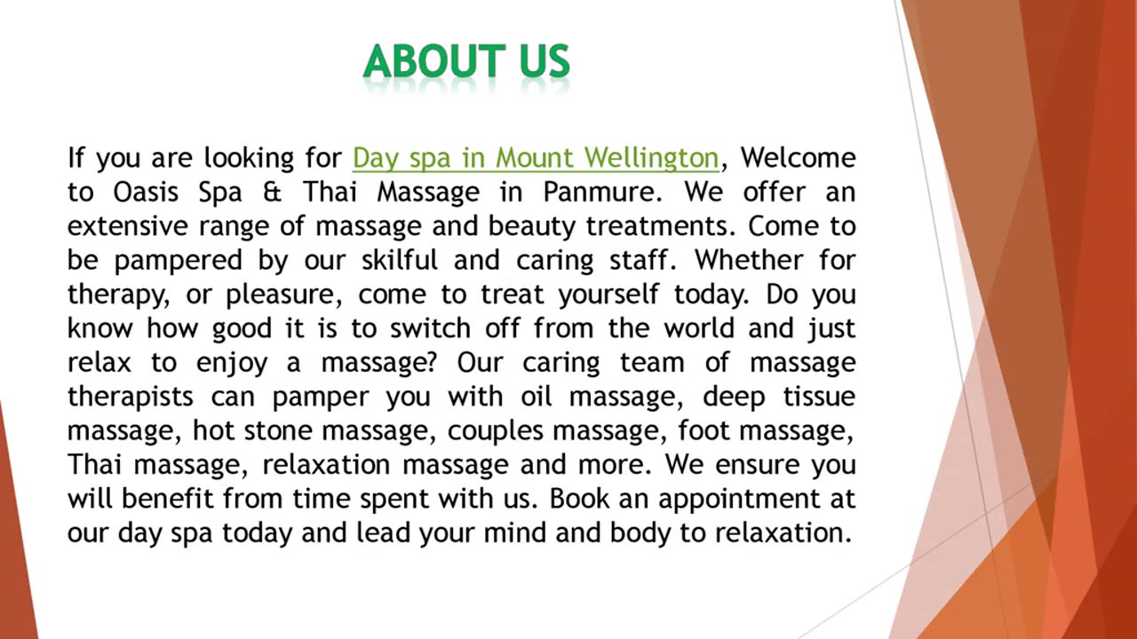 If you are looking for Day spa in Mount Wellington