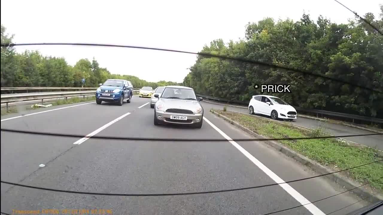 Idiot drivers: A line jumper gets denied!