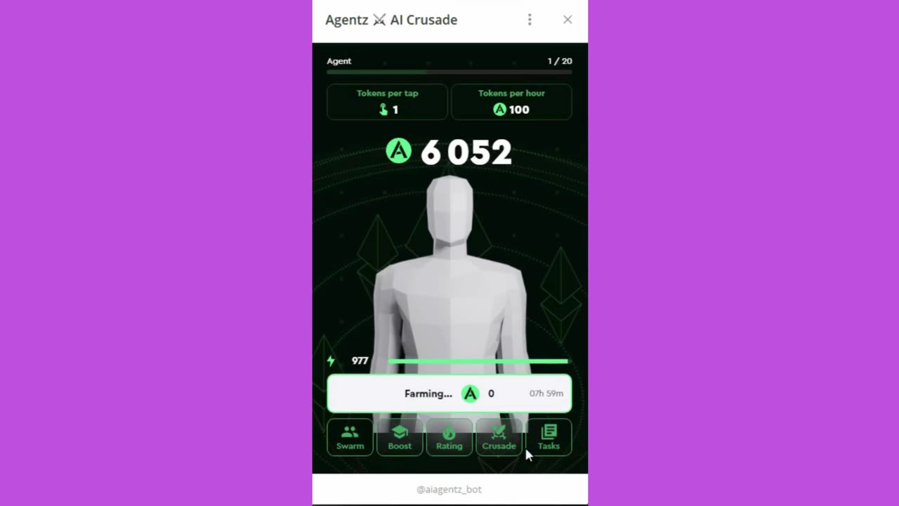 new mining mini app telegram agentz al crusade