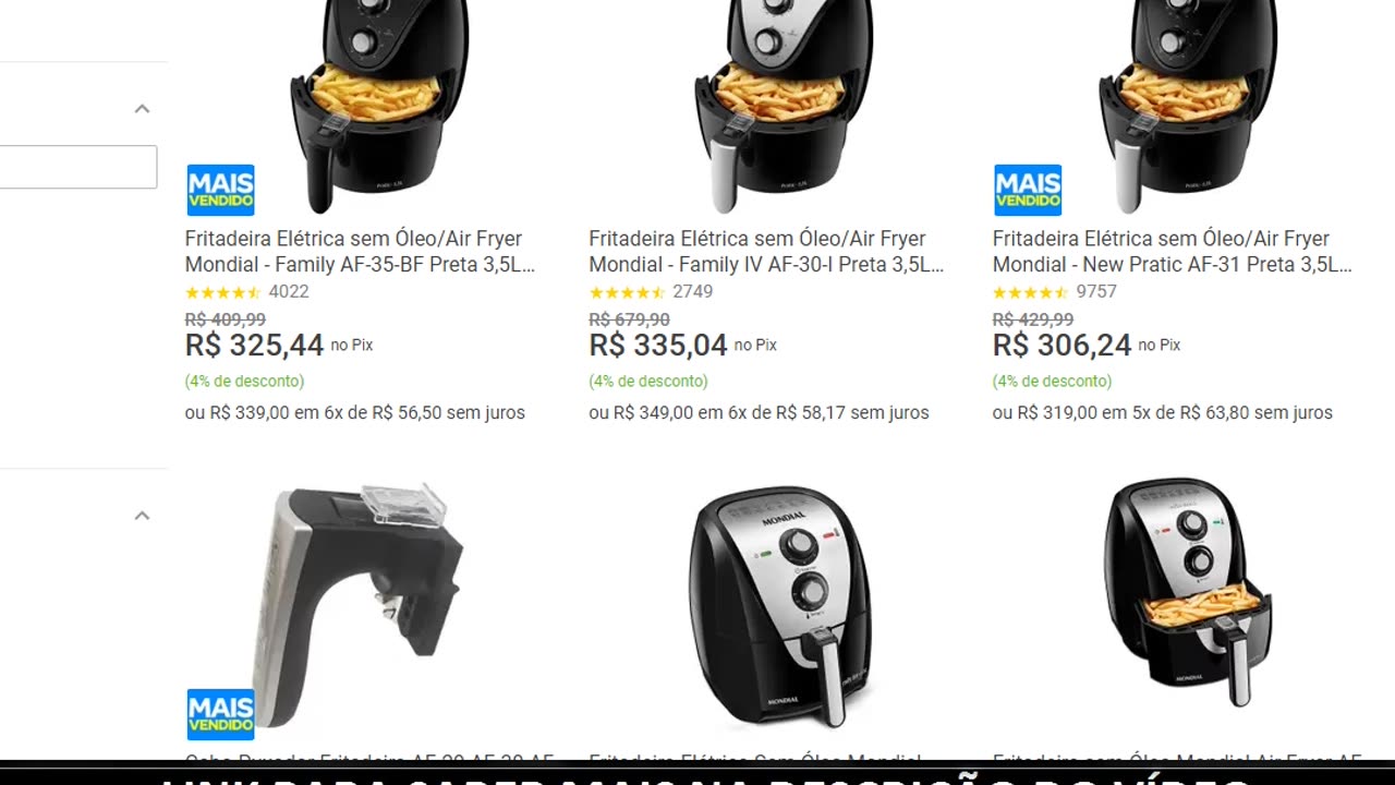 Fritadeira Elétrica sem Óleo/Air Fryer Mondial - Family AF-35-BF Preta 3,5L com Timer MAGAZINEANV