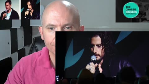 Jonathan Roumie on stage interviewed by Dallas Jenkins at the Chosen Insiders Conference