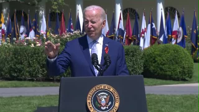 Biden gets interrupted while giving his speech