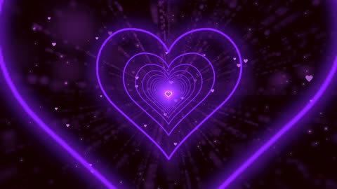 117. Heart Tunnel💜Purple Heart Background Neon Heart Background Video
