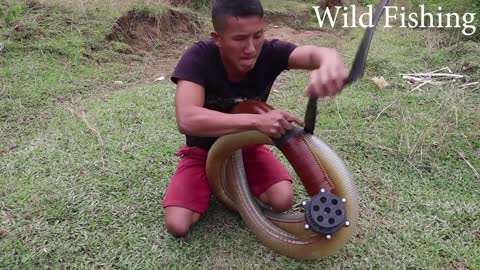 large capacity pump catch many fish in the lake
