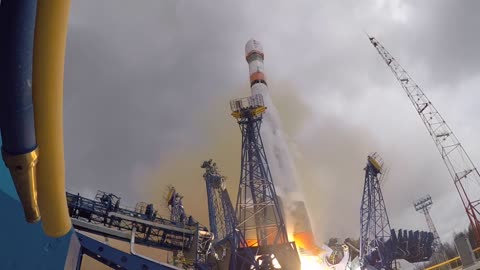 The launch of the Soyuz-2.1a carrier rocket from the northern Plesets