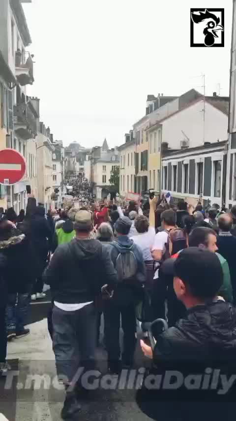 Pau, Southern France: Massive Protests Against Vaccine Passports, Lockdowns 7-30-21