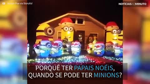 Esta casa está pronta para o Natal... mas só com Minions