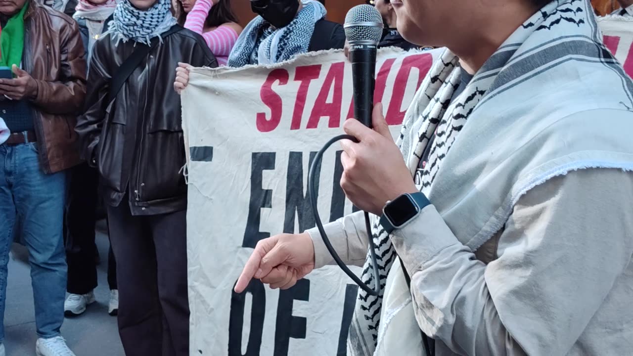 "ARMS EMBARGO NOW" in front of BlackRock. New York City. 4of8