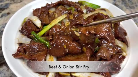 Beef and onion stir fry /tender and juicy beef