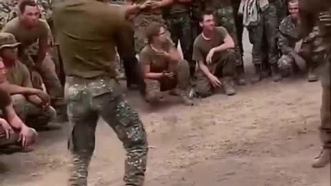 Friendly Knife Fighting Between Philippine Marine And USMC