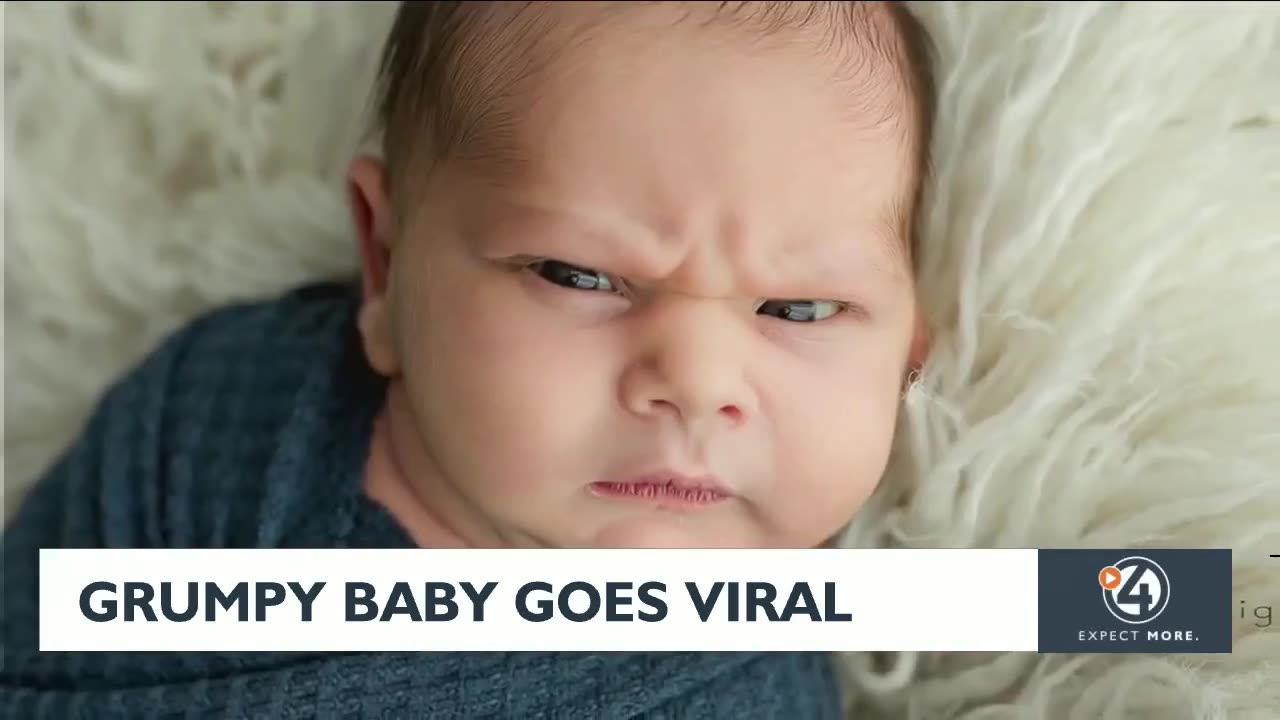 Grumpy baby goes viral