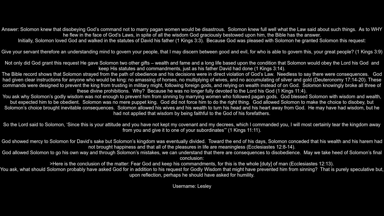 Solomons Godly Wisdom but also Solomon39s sinning by marrying Non Hebrew women