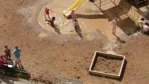 Playground Turned into Water Park