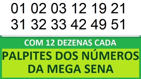 PALPITES DOS NÚMEROS DA MEGA SENA COM 12 DEZENAS km kn ko kp kq kr ks kt ku kv kw kx