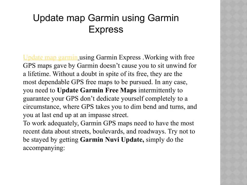 Update map garmin using Garmin Express