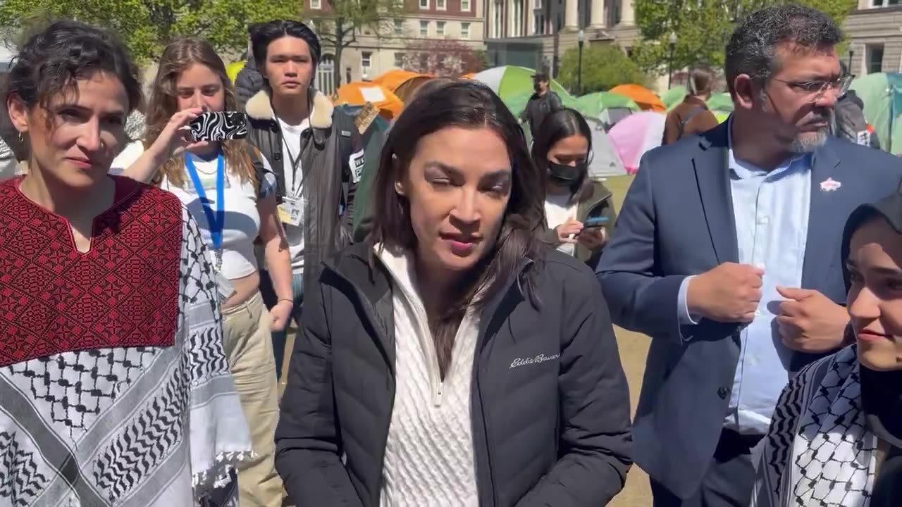 AOC visits pro-Palestinian protestors at the Columbia University