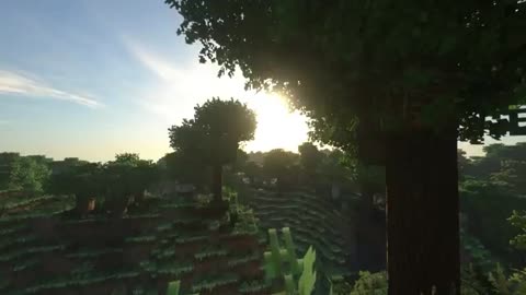 Minecraft gameplay with shaders.