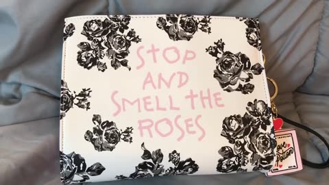 What's in my Betsey Johnson Wristlet Clutch Bag Stop And Smell The Roses