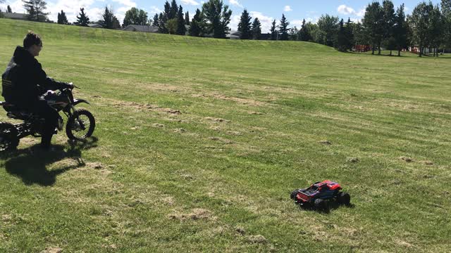 Dirt Bike vs RC car