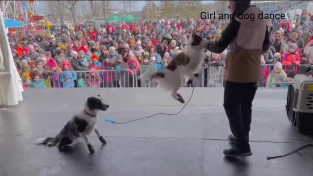 Girl play with dog