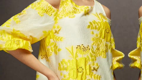 Elegant Off-Shoulder Jacquard Midi Dress, Color Yellow, Activity Daily, Theme: Spring/Fall 🌟