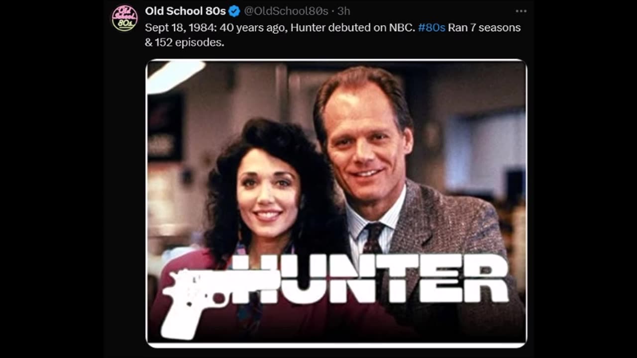 Sept 18, 1984: 40 years ago, Hunter debuted on NBC.