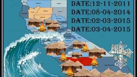 4 Separate Visions of Tsunamis East &West Coast Huts and Tents cover the Land